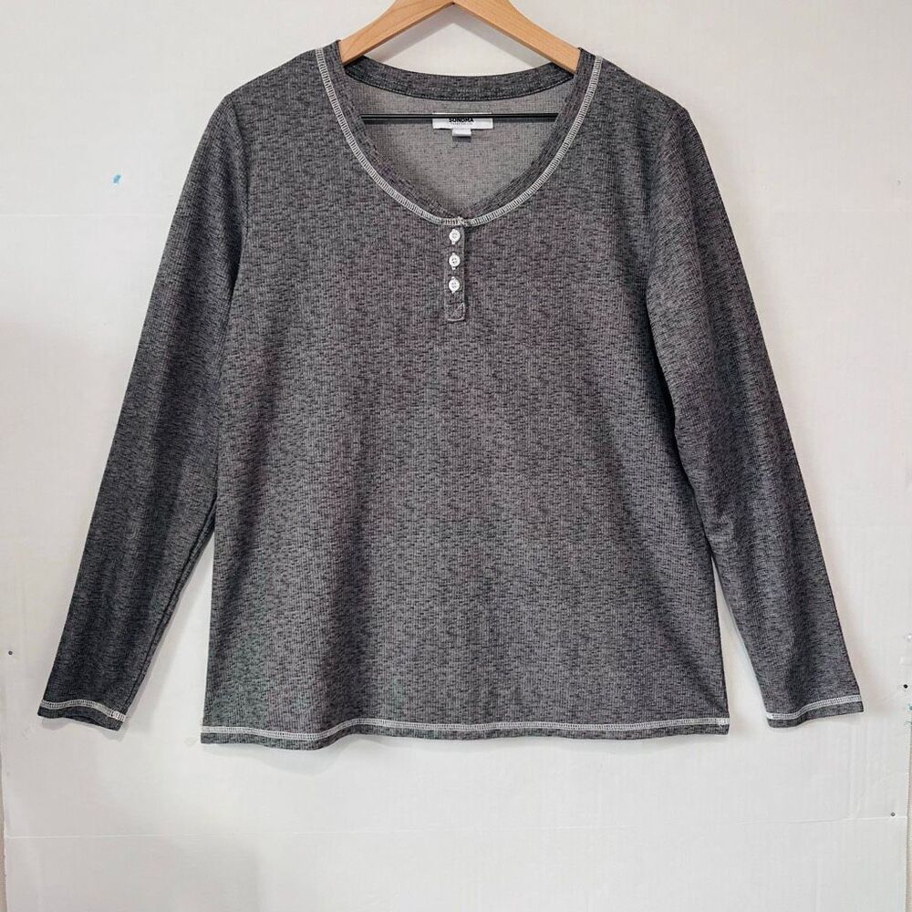 Sonoma Gray Thermal Sleepwear Top   Size L
